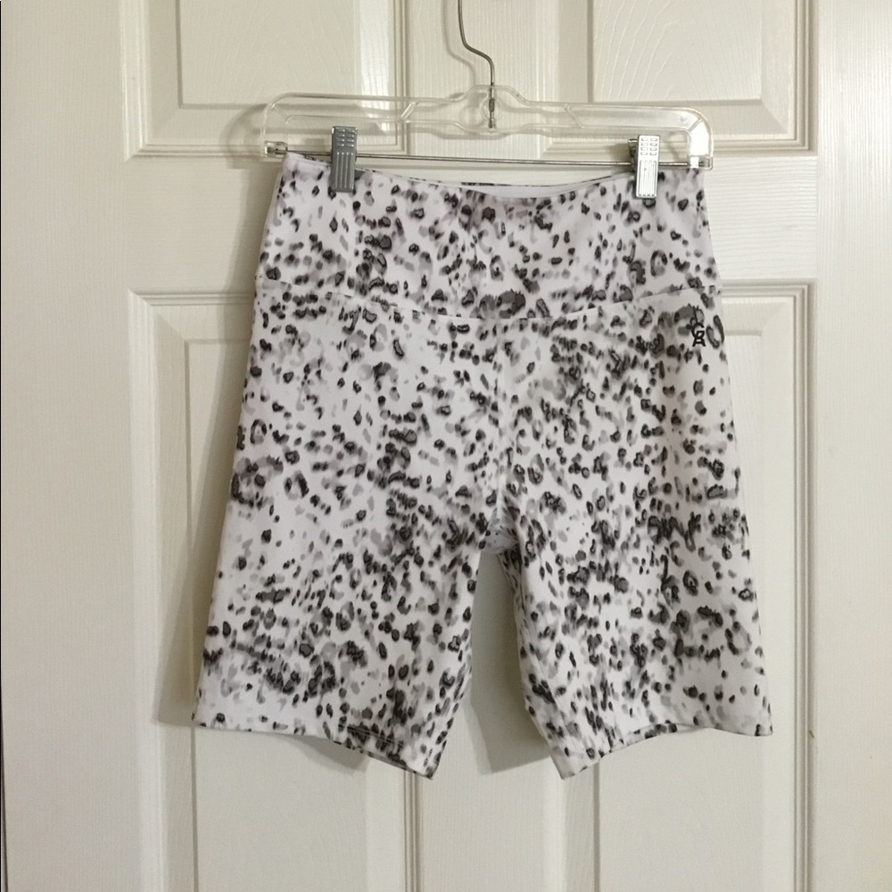 Good American White and Black Leopard Bike Shorts